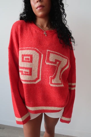 Cozy Knit “97” Varsity Pullover