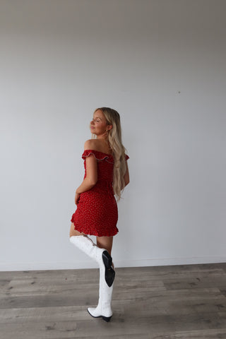 Red Sleeveless Ruffle Neck Mini Dress