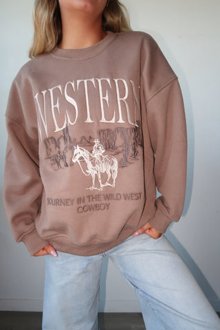“Western” Embroidered Crewneck