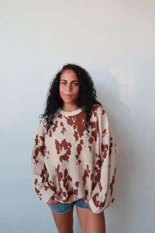 Cow Print Sweater