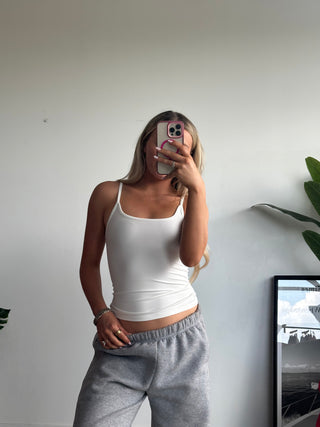 White Full Length Cami Tank Top