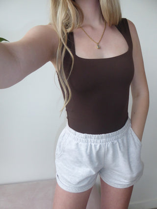 Chocolate Square Neck Bodysuit