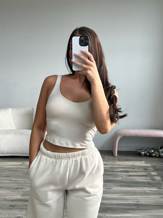White Pearl V-Neck Butter Soft Tank Top