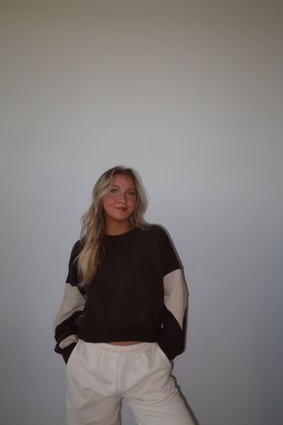 Espresso/Bone Color Block Sweatshirt