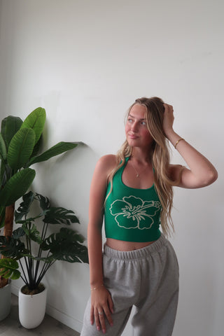 Kulani Kinis Knit Halter Tank Top - Green Envy