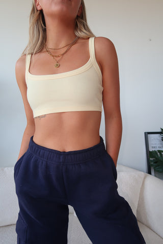 Pastel Yellow Ribbed Bra Top