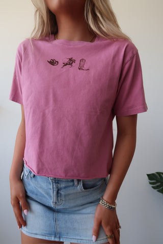Pink Western Trio Cropped Tee Shirt