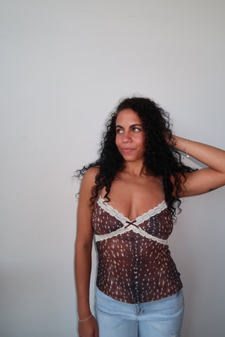 Deer Print Plunge Cami Top