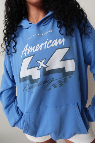 Off Road American 4x4 Racing Hideout Hoodie - Vintage Blue