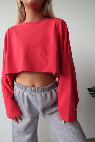 Red Cropped Long Sleeve