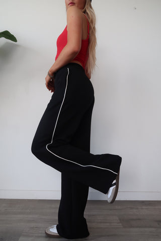 Modal Black Flowy Side Stripe Track Pants
