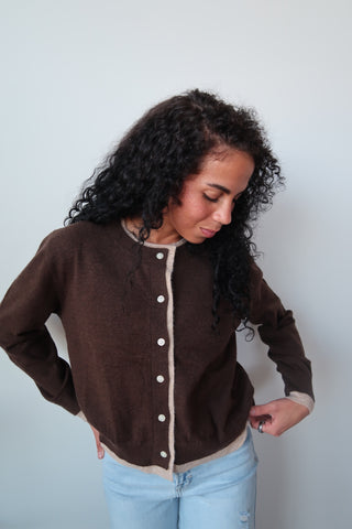 Color Contrast Button Down Cardigan