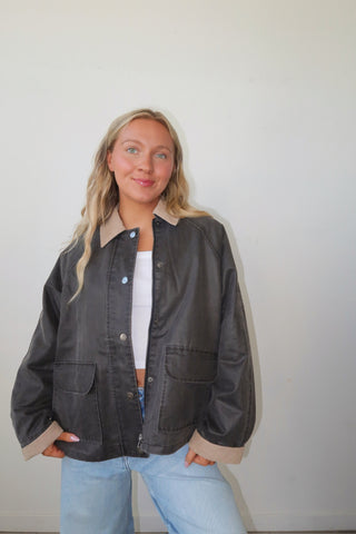 Collared Contrast Barn Jacket