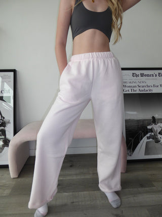Pale Pink Staple Wide Leg Sweatpants