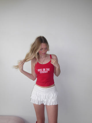 White Tiered Ruffled Mini Skort