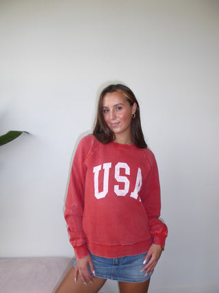 Red USA Crewneck Sweatshirt