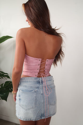Blush Strapless Lace Up Corset