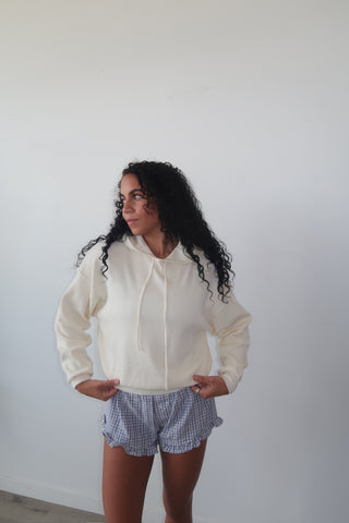 Cream Knit Hoodie Sweater