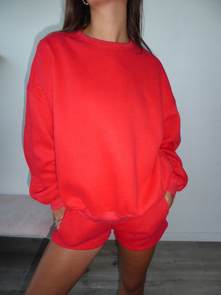 Cherry Red Staple Oversized Crewneck