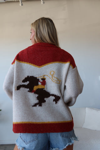 Cowboy Riding Horse Zip Up