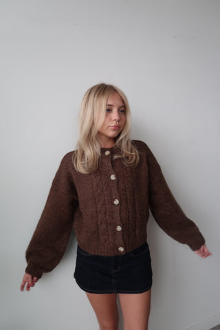 Brown Cable Knit Cardigan sweater