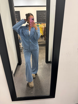 Denim Blue Wide Leg Sweats