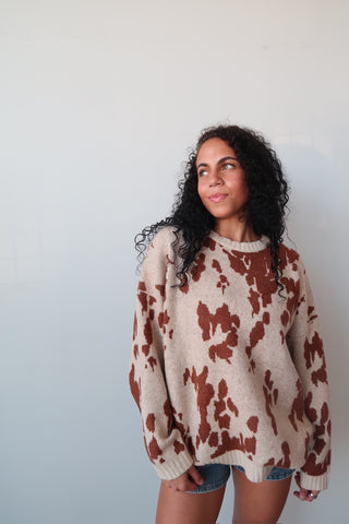 Cow Print Sweater