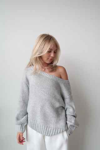 Grey Off the Shoulder Sweater