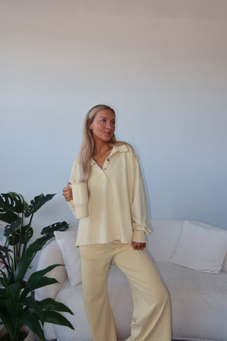 Yellow French Terry Henley Sweatshirt