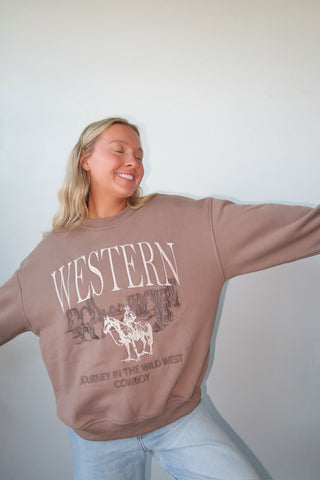 “Western” Embroidered Crewneck