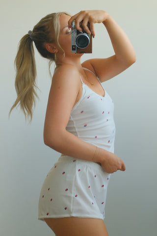 White Strawberry Tank Top