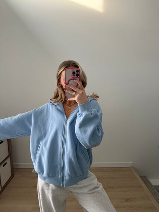 Baby Blue Staple Oversized Zip-Up Hoodie