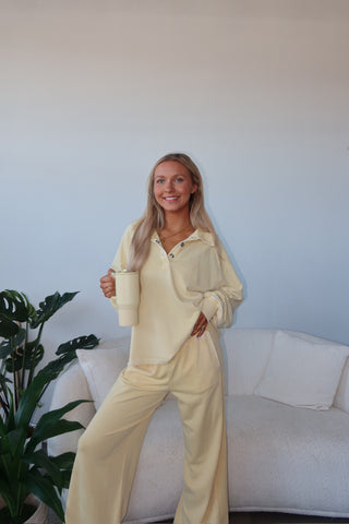 Yellow French Terry Wide Leg Sweatpants
