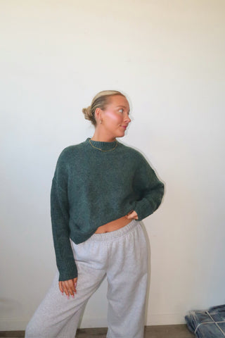 Balsam Green O-Neck Pullover Sweater