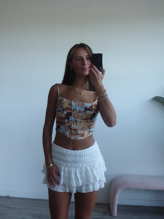 Horse Pattern Lace Up Corset Top