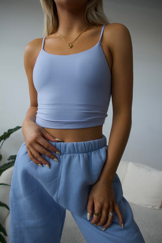 Pastel Blue Butter Soft Cropped Tank Top