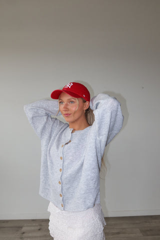 Heather Grey Button Down Cardigan