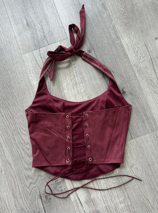 Dark Red Western Halter Top