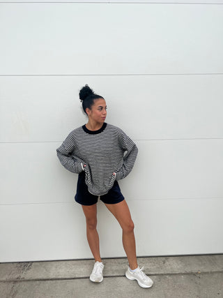 Cream & Navy Striped Sweater