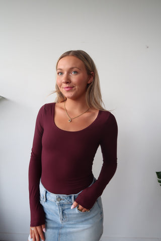 Plum Butter Soft Round Neck Long Sleeve Top