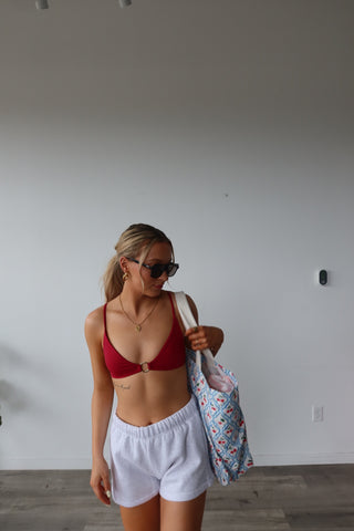 Burgundy Bikini Top With Gold Loop