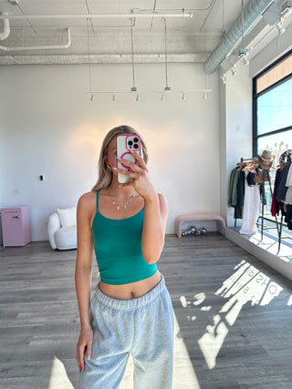 Kelly Green Butter Soft Cropped Tank Top