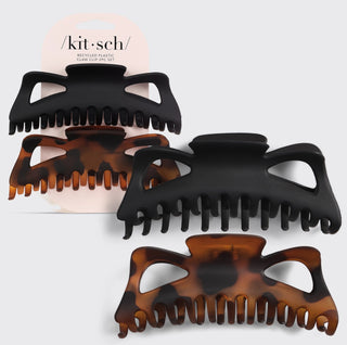 Kitsch Recycled Plastic Jumbo Classic Claw Clips 2 Piece - Black & Tort