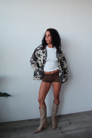 Vegan Low Rise Leather Micro Shorts