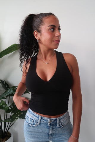 Black V-Neck Tank Top