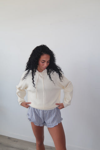 Cream Knit Hoodie Sweater