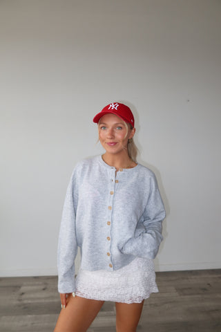 Heather Grey Button Down Cardigan
