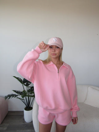 Blush Staple Oversized Quarter Zip