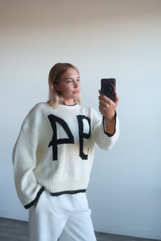 Knit “94” Cream & Black Jersey Sweater