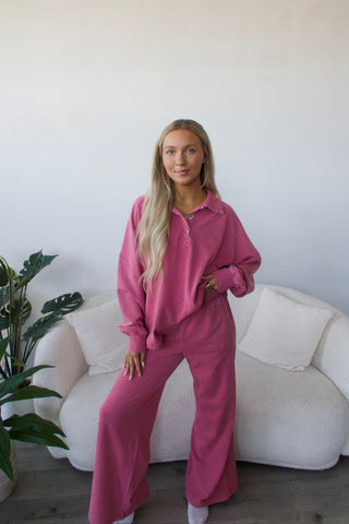 *PRE-ORDER* - Berry Love French Terry Henley Sweatshirt